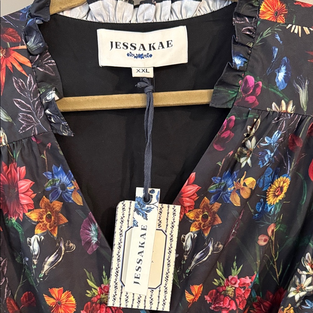 JessaKae Black Floral Midi Wrap Dress - Picture 2 of 6